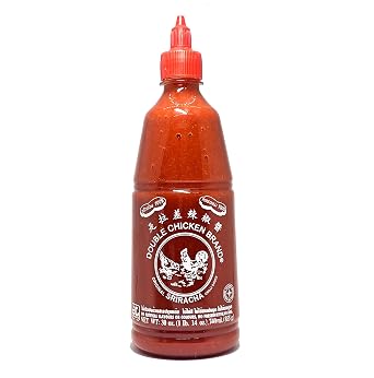 Double Chicken Brand Sriracha Hot Chili Sauce All Natural 30 Oz. (1 lb 14 oz) with Bonus Stainless Steel Sauce Spoon (2-Pc Set)