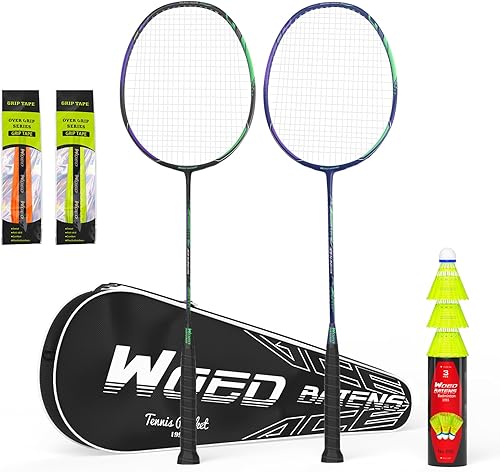 Miniatura 11 de Raquetas de bádminton profesionales de fibra de carbono para patios traseros y gimnasio