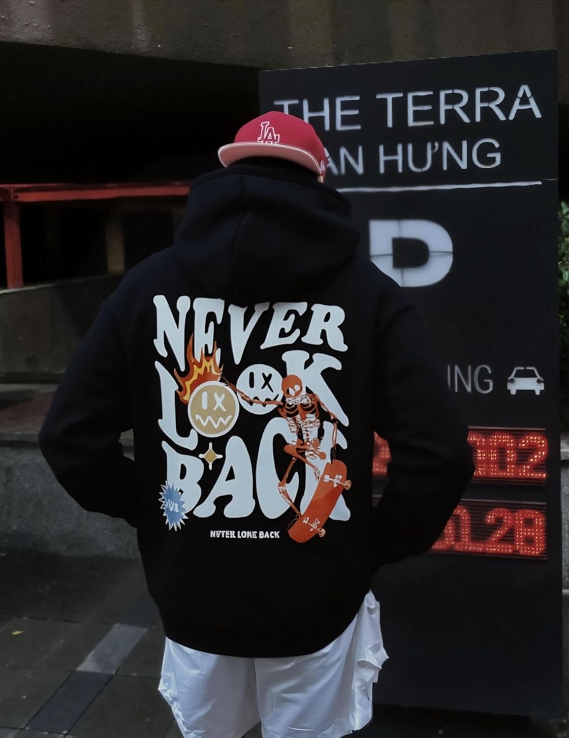 UOUA Men's Graphic Quarter Zip Hoodies Casual Long Sleeve Drop Shoulder Sweatshirt Pullover Streetwear Top - Image 2