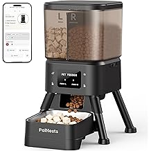 PalNests Dual Chamber Automatic Cat Feeder, 4L Smart WiFi Pet Food Dispenser with 2.4&amp;5G WiFi App, Custom Schedule &amp; Portion Control for Dry Food and Treats, Black