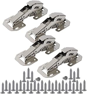 TamBee Cabinet Door Hinges Easy Installation 90 Degree Kitchen Concealed Cupboard Door Spring Buffer Hinges - No Slot Required 4-Pack