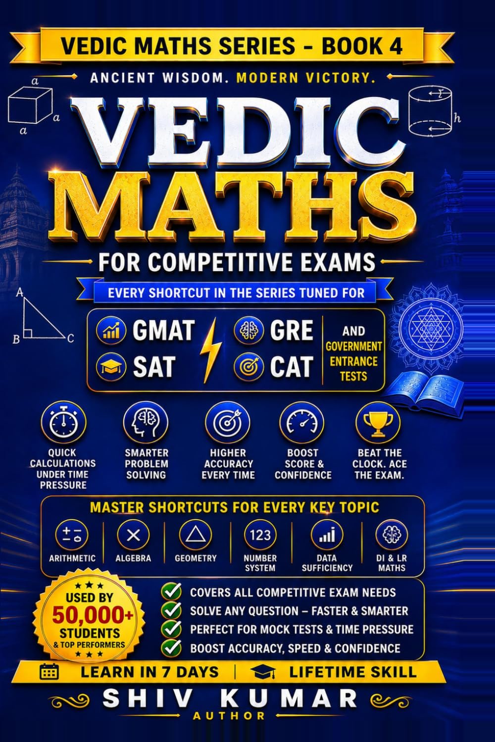 Vedic Maths for Competitive Exams: Crack GMAT, GRE, SAT & CAT in Seconds — Mental Math Shortcuts, Speed Strategies & Exam Practice Drills (Vedic Maths Tricks)
