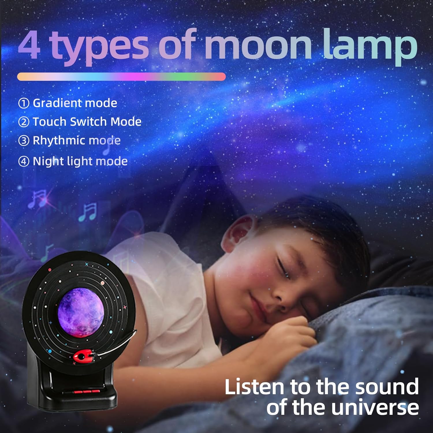 Night Lights Bluetooth Speaker, Moon Lamp, Dimmable 7 Colors LED 3D Moon Light for Girls Boys Kids Women Birthday (Colorful Moon)
