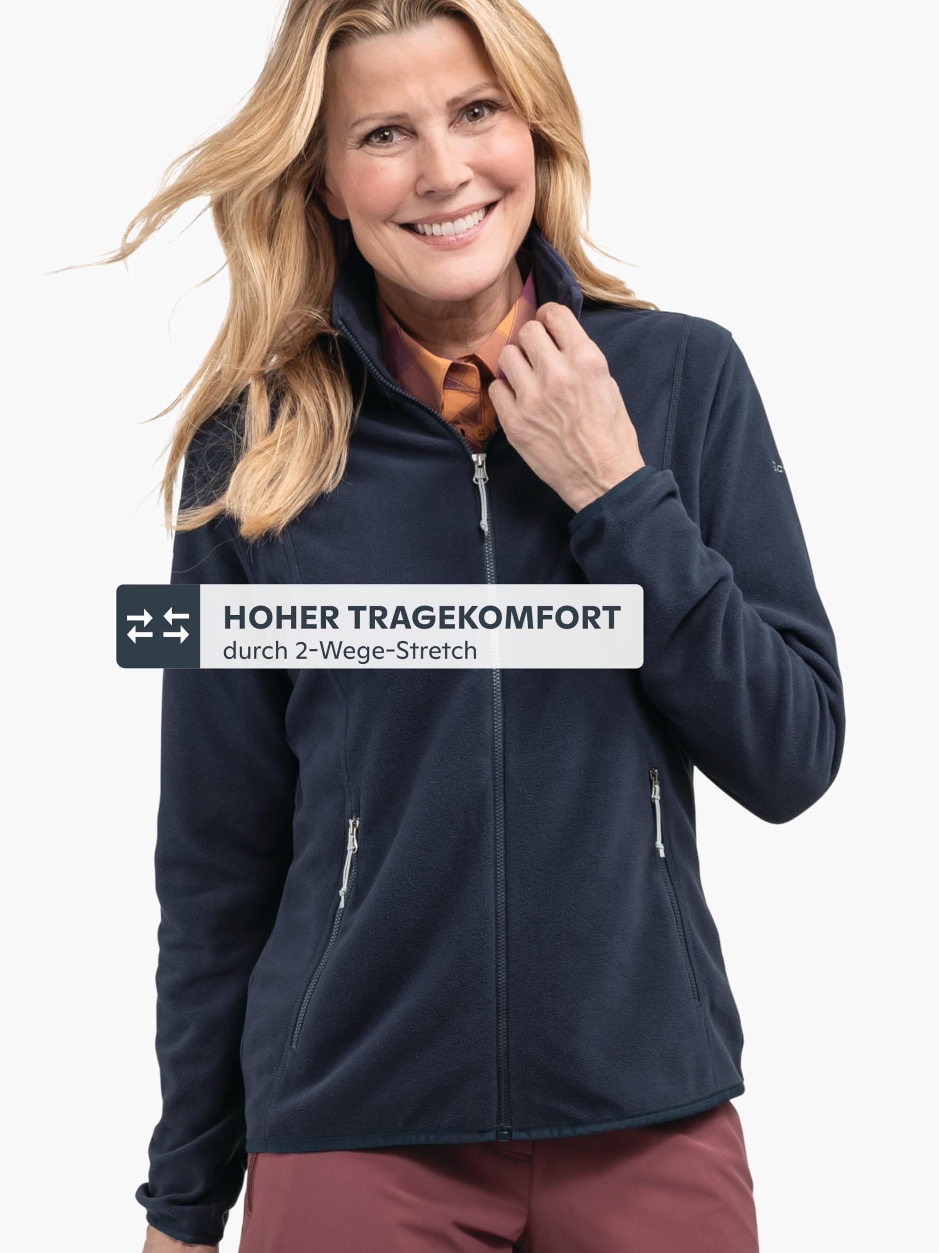 Schöffel Damen Fleece Jk Style Ash WMS, leichte Fleecejacke aus wärmendem Tecnopile, schnelltrocknende Outdoorjacke mit 2-Wege-Stretch