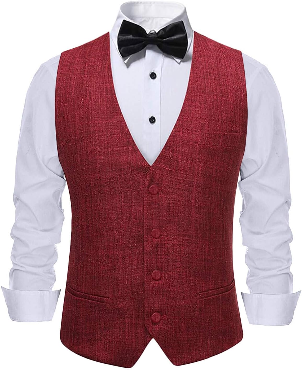 Wemaliyzd Men's Linen Suit Summer 3 Piece Wedding Suit Peak Lapel Blazer Vest Pants