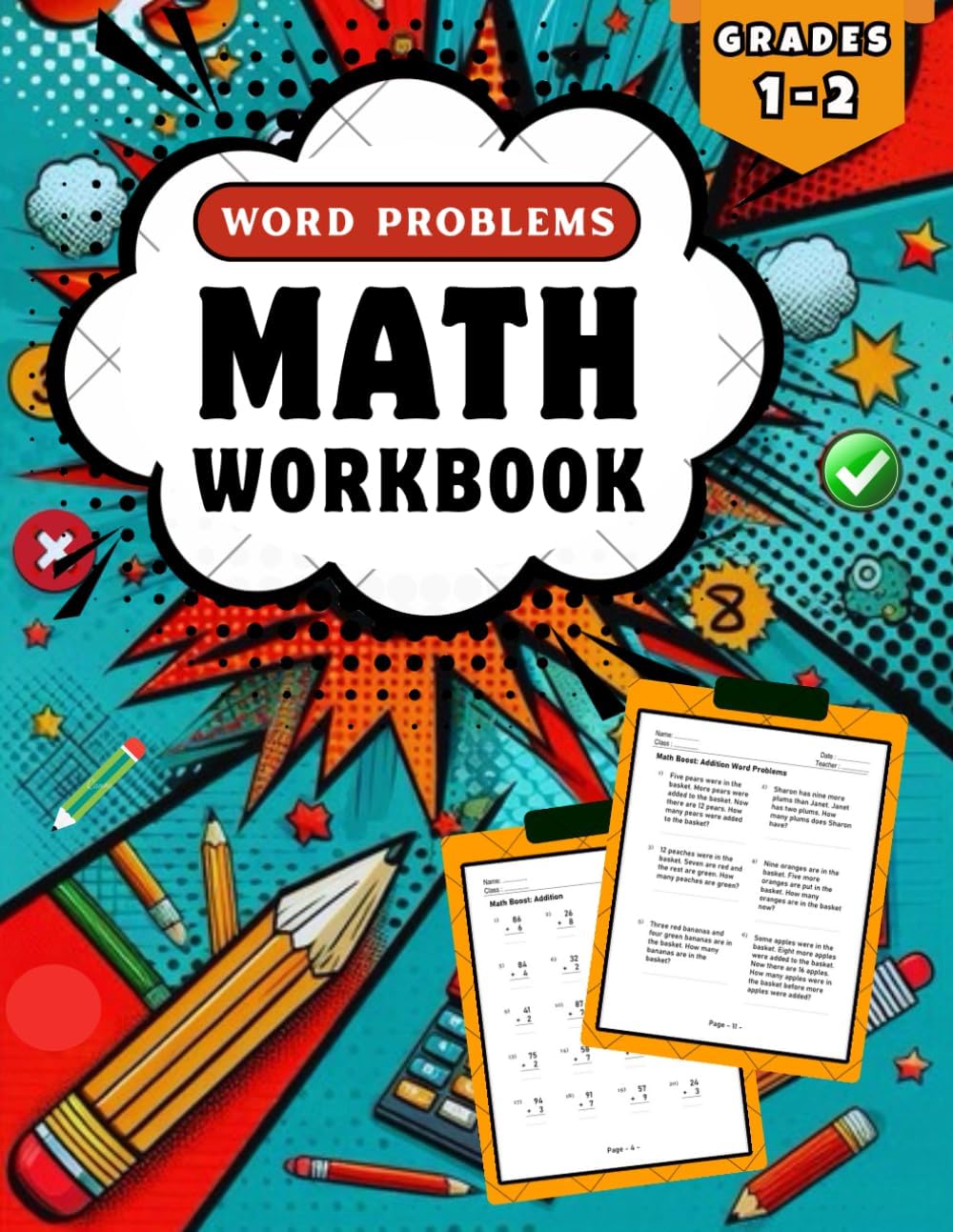 - Math Workbook for Grades 1-2: Addition, Subtraction, Multiplication, Division And Word Problems – Over 1000 Exercises with Full Solutions