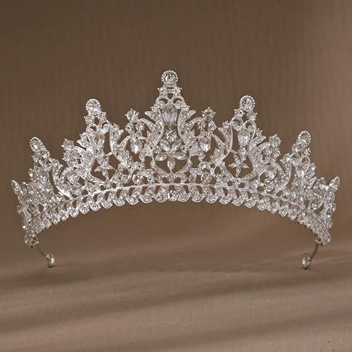Miniatura 6 de HEWEICSY Tiaras y coronas para mujer, tiara de boda de cristal para mujer, diadema de corona de reina real, tiara de princesa de metal para novia,