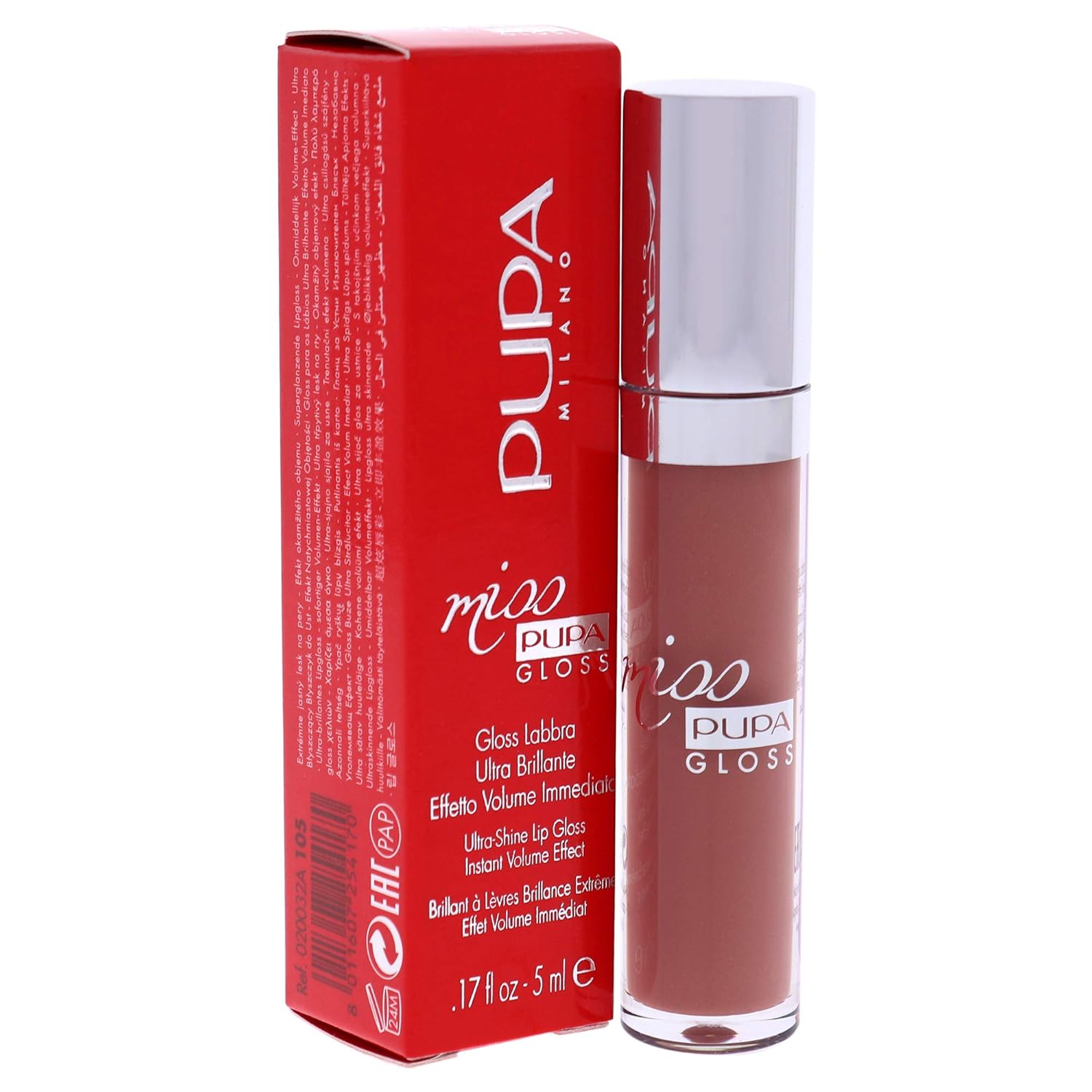 PUPA Milano Miss PUPA Milano Lip Gloss - Shiny, Smooth, Plump - Soft, Innovative Gel Texture - Glides Smoothly On Lips - For A Moisturizing And Volume Enhancing Effect - 105 Majestic Nude - 0.17 OZ