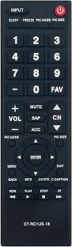 CT-RC1US-18 Replaced Remote fit for Toshiba TV 32L220U19 32L310U18 49L510U18 55L510U18