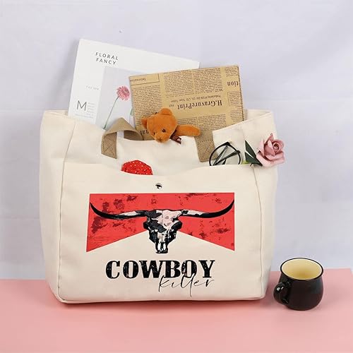 Miniatura 6 de BLUPARK Cowboy Killer Bolsa de cosméticos Western Cowgirl Regalo Mujeres Salvaje Vintage Western Rodeo Bolsa con cremallera Bolsa Gráfica Bull