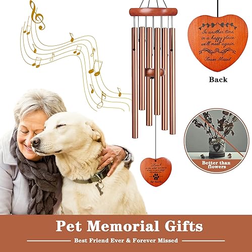 Miniatura 64 de Regalos de pérdida de mascotas, campanillas de viento conmemorativas para perros de 28 pulgadas, regalo de condolencias por pérdida de perro, regalo