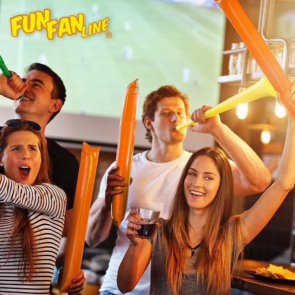 FUN FAN LINE Lot 100 Paires Bâtons de Frappe Gonflables Réutilisables. Bâtons de Fête ou d'Animation Bruyants pour Événements Sportifs et Célébrations. Cotillons et Accessoires d'Ambiance - 2