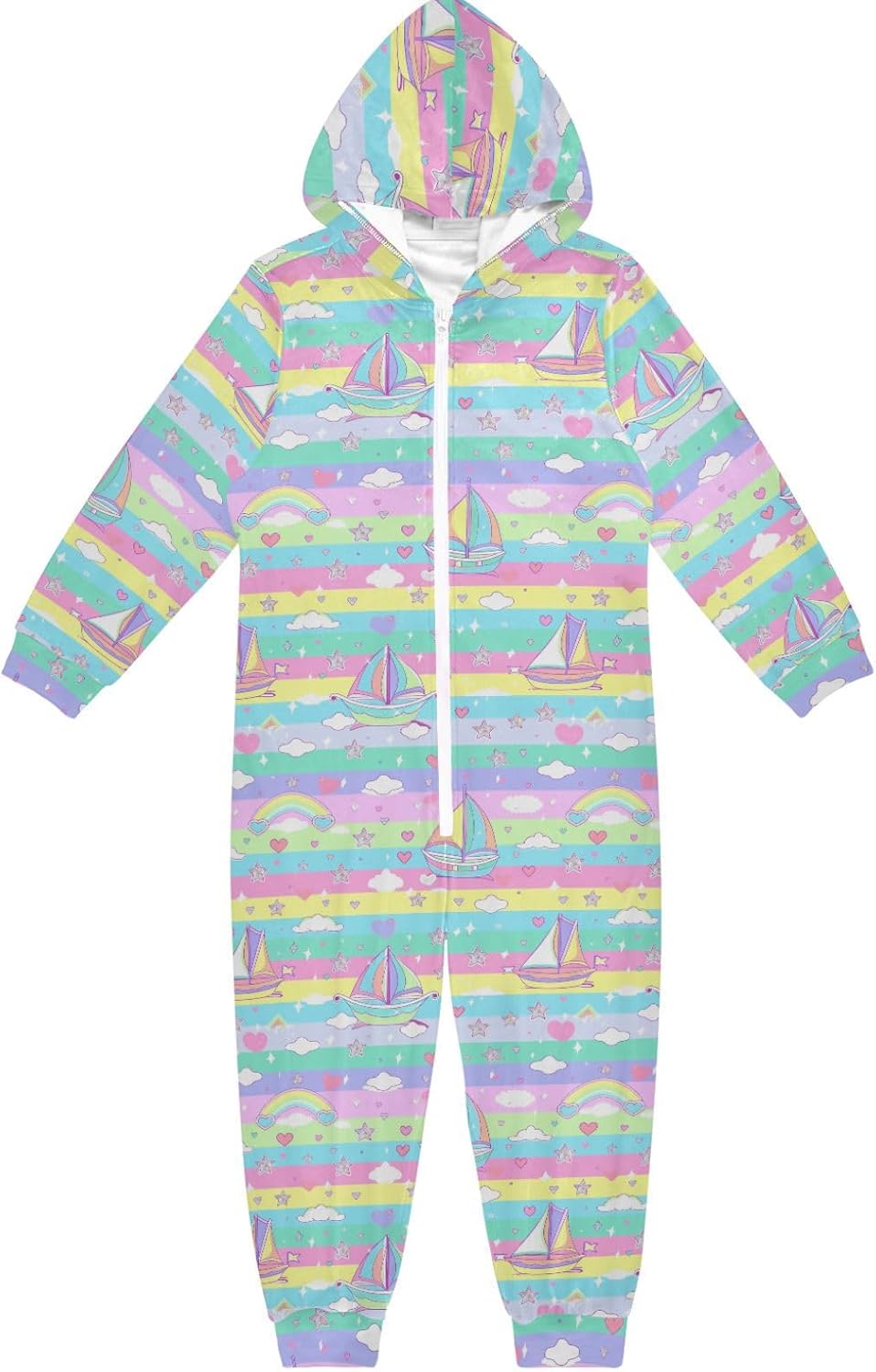 Sleepwear Holiday Pajamas Cute Soft Hooded One-Piecing Sleeper Loungewear for Unisex 4-14Y