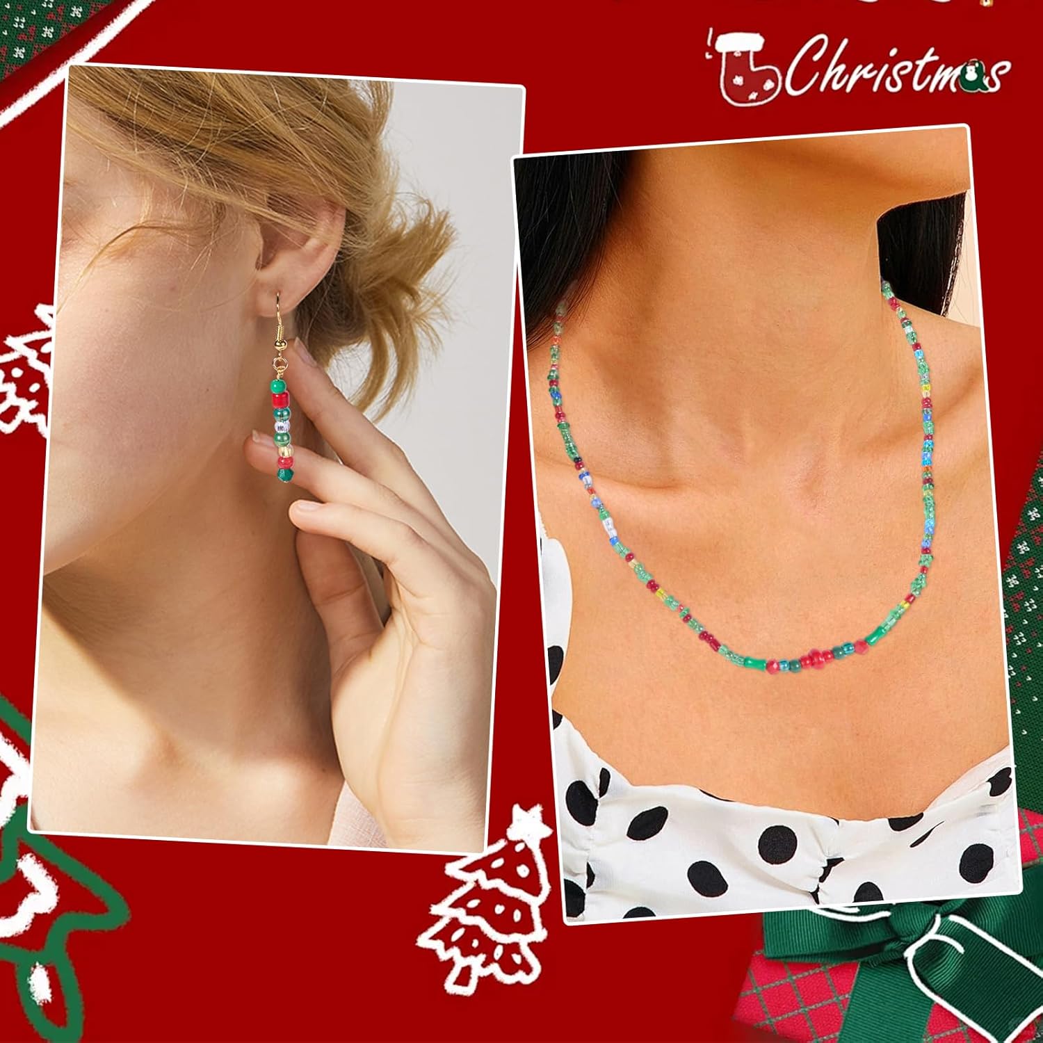 Ornaland 45g/210-330Pcs Christmas Beads for Jewelry Making Bulk Assorted Small Glass Seed Spacer Christmas Beads for Bracelets Neckalce Earring DIY Jewelry Making 2.5~12.5mm(Mixed Color) - Image 7