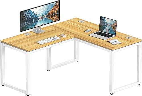 Miniatura 11 de SHW Escritorio esquinero de oficina en forma de L de grado comercial de 55 x 60 pulgadas, color espresso