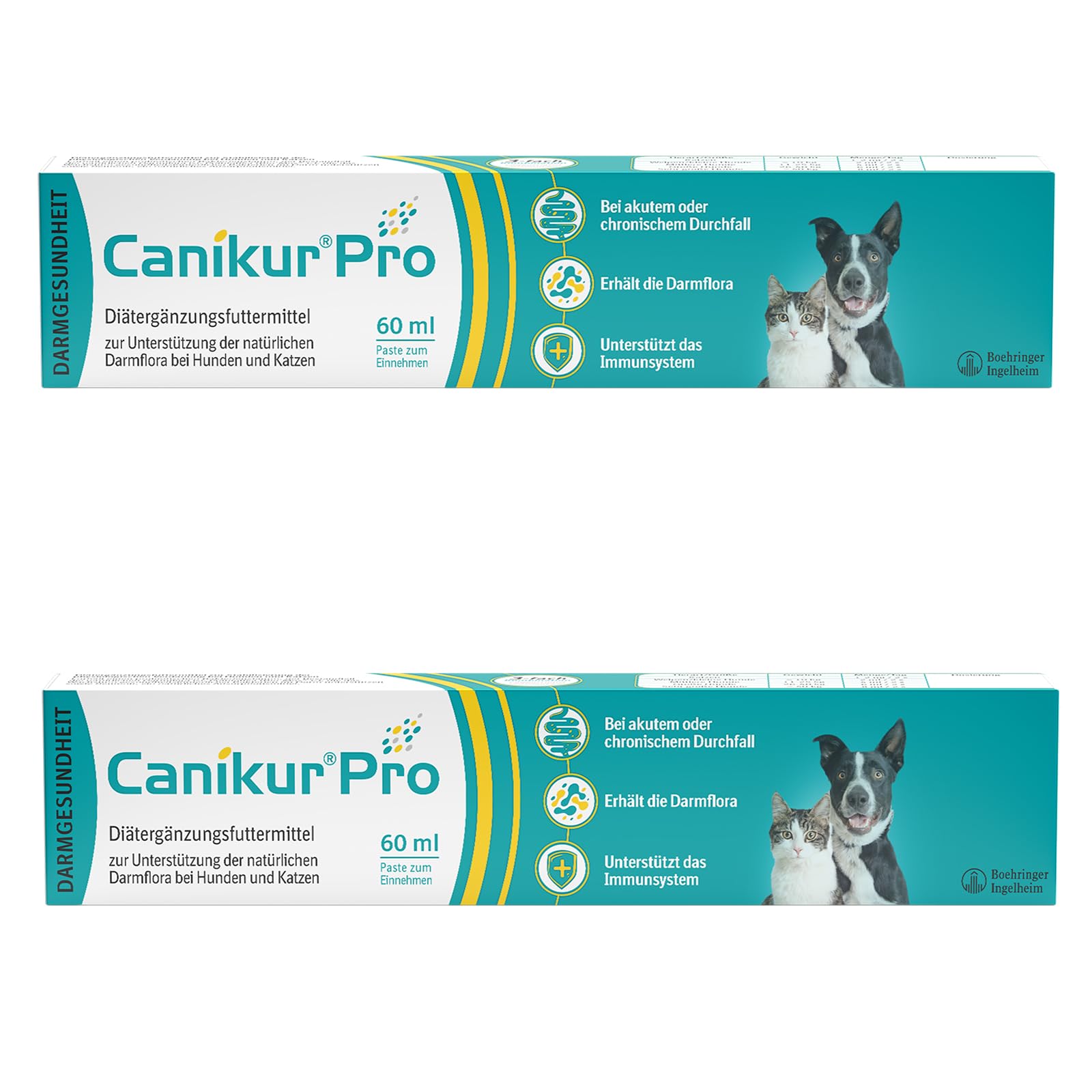 Boehringer Ingelheim Canikur Paste | Paquete doble | 2 x 60 ml | Complemento alimenticio dietético para perros y gatos | Puede ayudar a apoyar la microflora intestinal natural