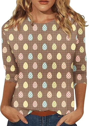 Basysin 34 Length Sleeve Womens Tops 2024 Plus Size Summer T Shirts Crew Neck Casual Easter Shirts for Women