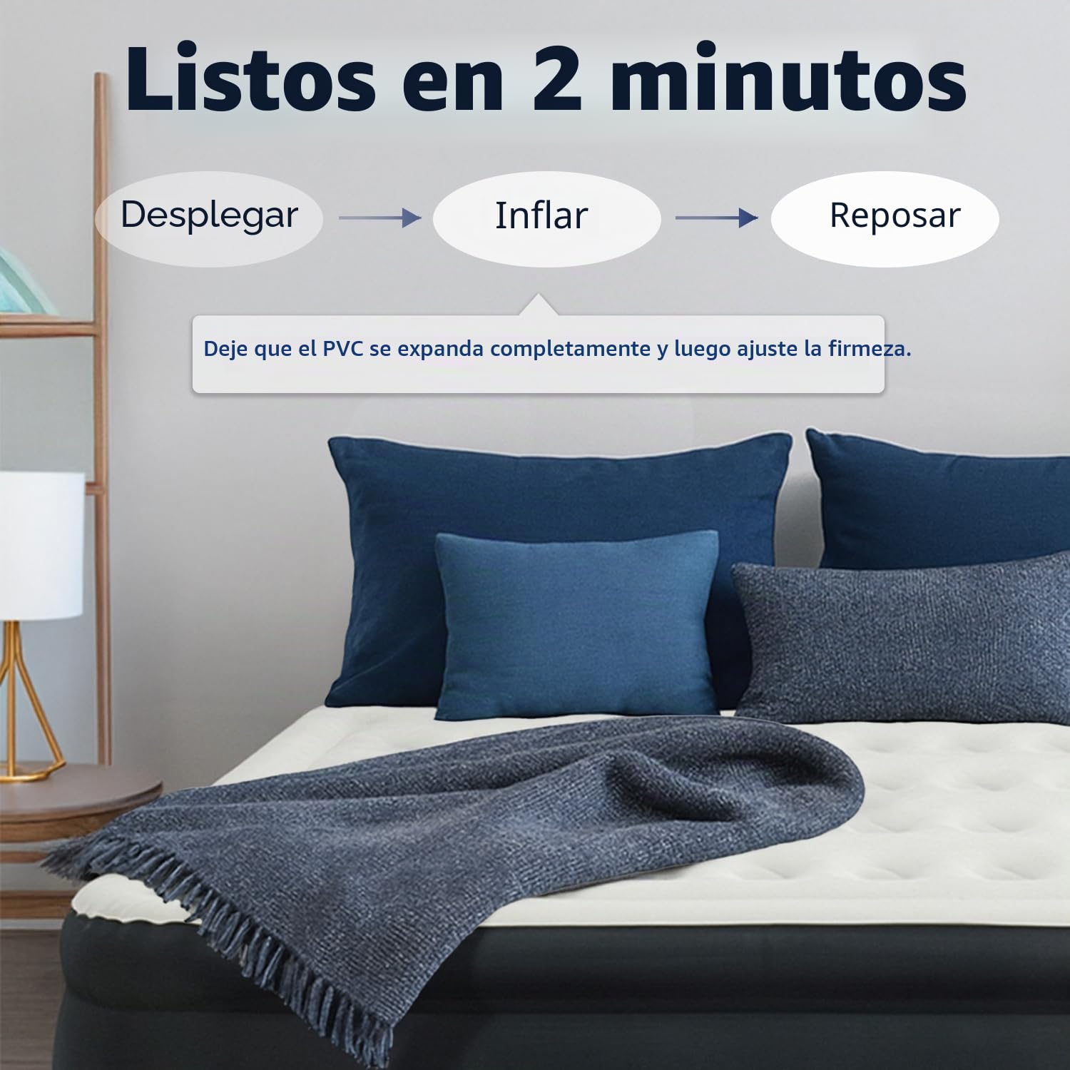 King Koil Colchón Hinchable Queen Size Raised – Mejor colchón Inflable con Bomba integrada – Colchón Hinchable Elevado Acolchado Superior