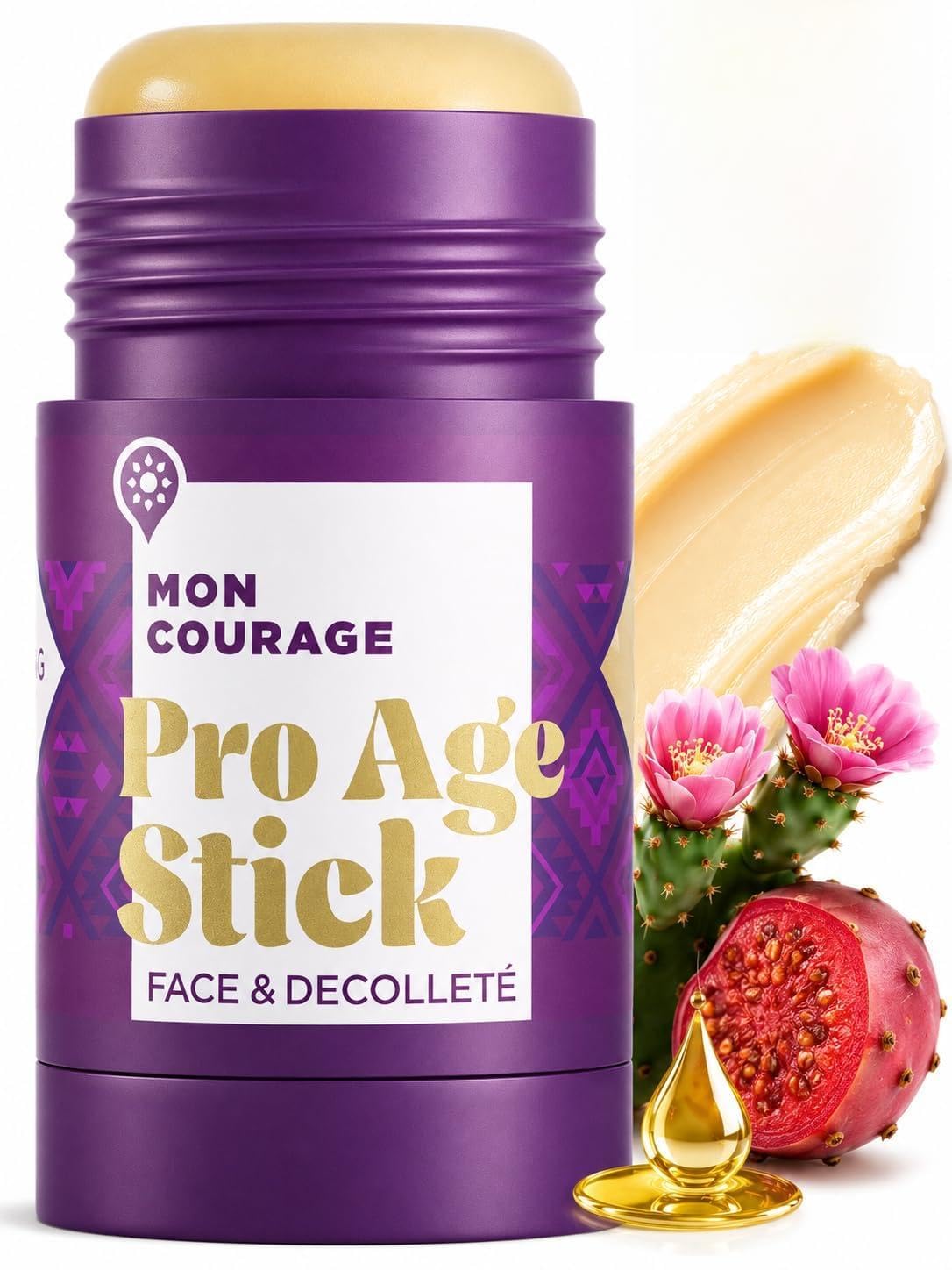 Pro Age Stick [SOFORT STRAFFEND] Faltencreme mit Soforteffekt - Vegane Anti Aging Creme Frauen - Anti Faltenreme für reife Haut - Antifaltencreme Soforteffekt durch Kaktusfeigenöl