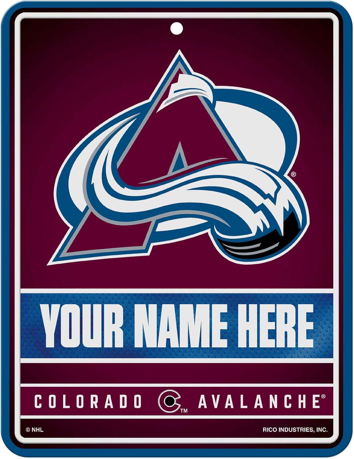 Rico Industries NHL Personalized Metal Parking Sign Personalized/Custom Metal 8.5" x 11" Parking Sign - Home Décor - Indoor/Outdoor - Great Gift for Men, Women, & Fans