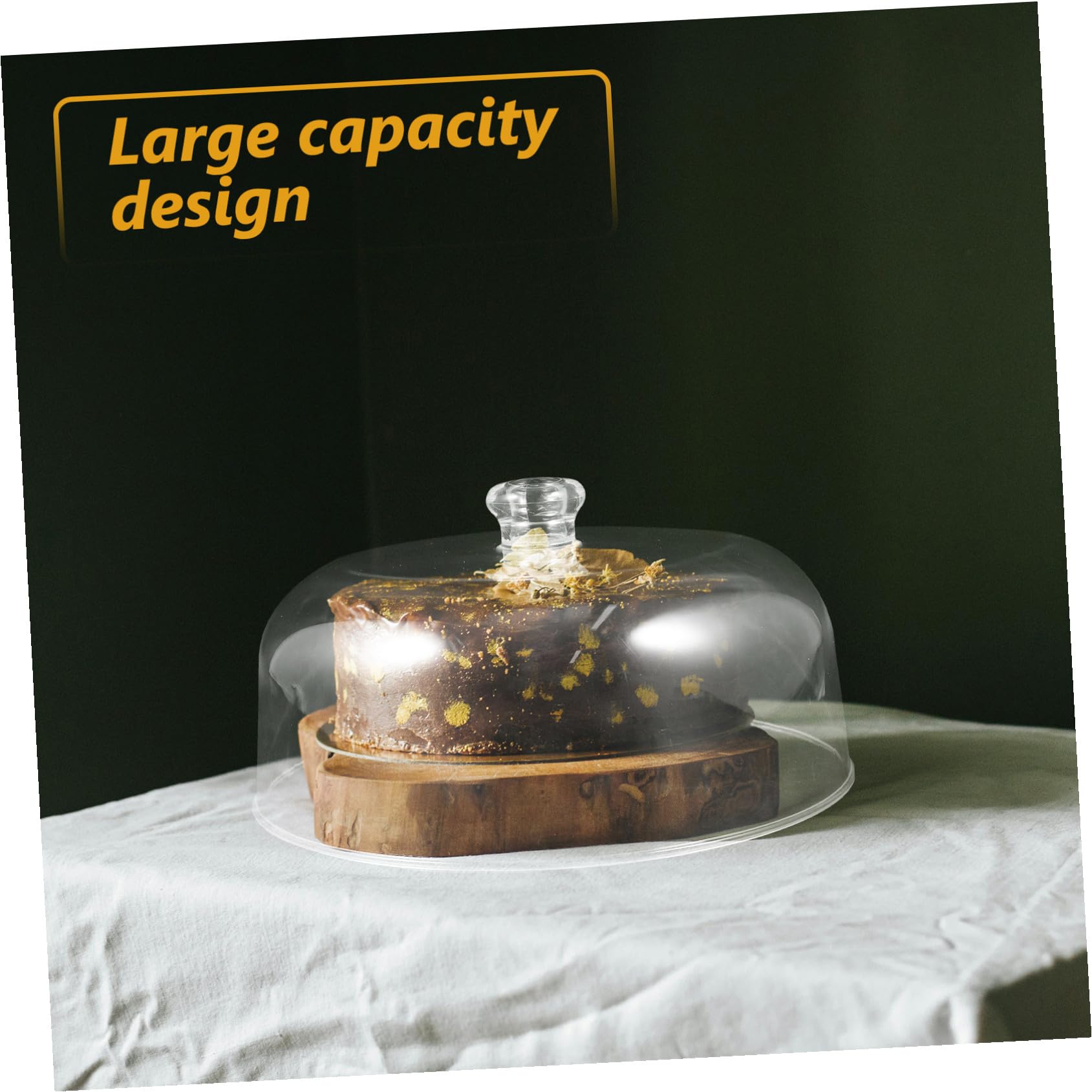 Uonlytech Copertura Trasparente per Alimenti e Cupola per Torta in Acrilico 28x28x15 Cm, Protezione Antipolvere Riutilizzabile per Buffet e Feste, Coperture Protettive per Dessert e Vassoi
