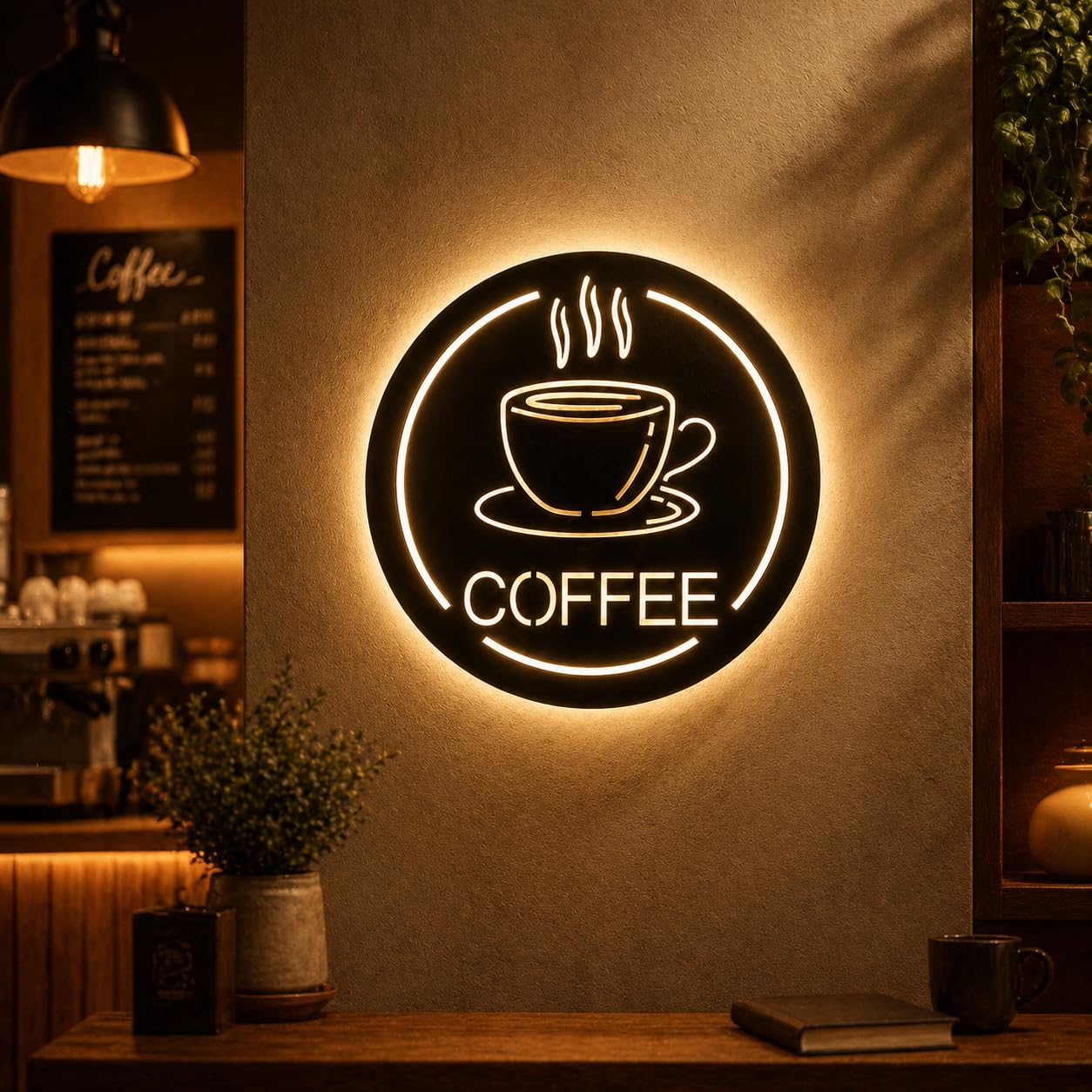 VNDRA®: Coffee Neon Sign for 3D LED Wood Frame - 16 Colors Wall Decor, Bar LED Light, Coffee Shop Decoration-image-48