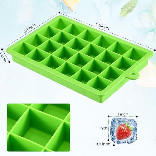 Miniatura 2 de 18 bandejas de silicona para cubitos de hielo con tapas, 24 cavidades, bandejas de hielo cuadradas de fácil liberación, molde apilable para cubitos
