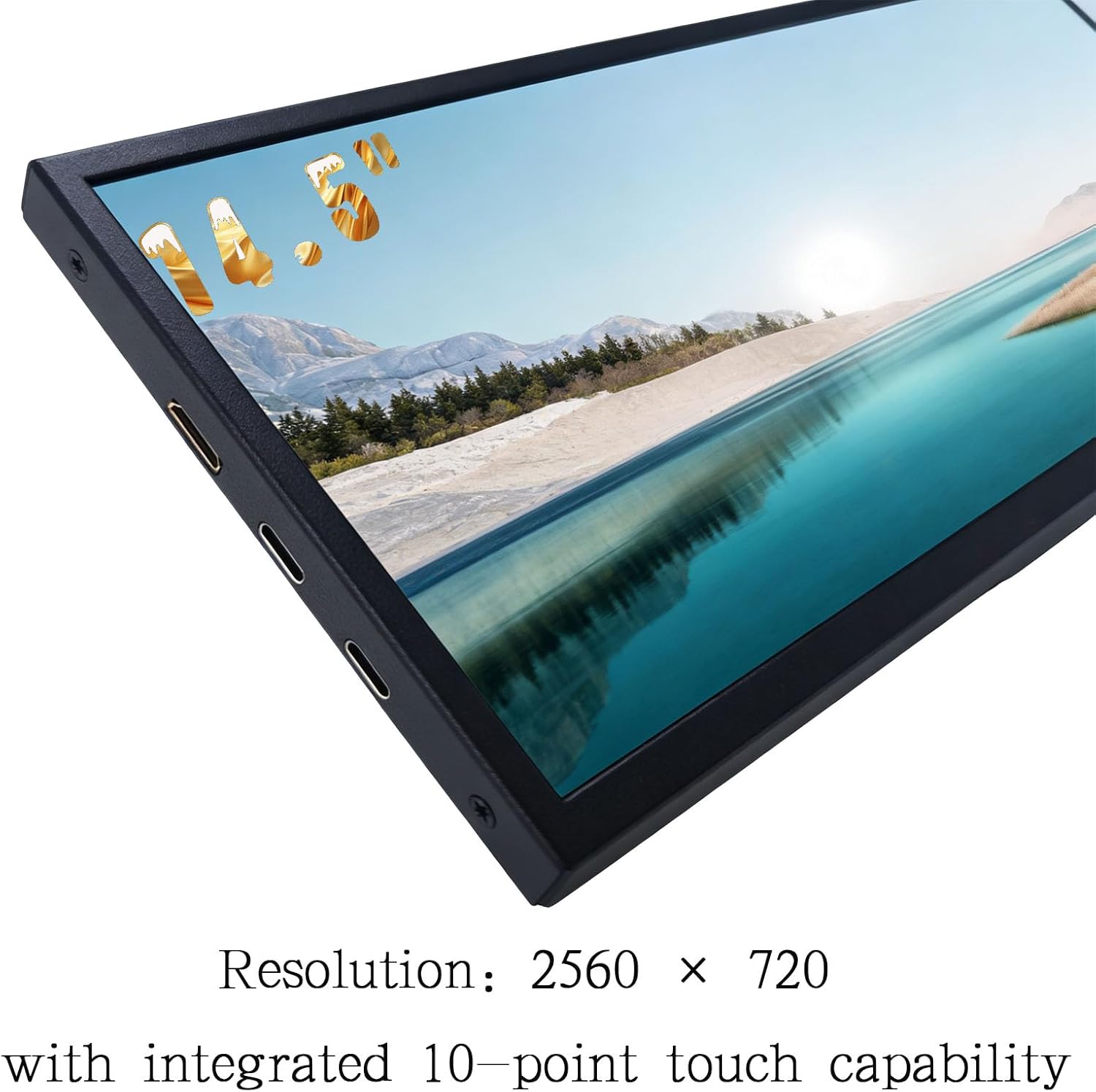 14.5Incn 2.5K Touchscrcen BarMontor,2550x720 IPS Portable CD Scrcen wth 10-Point Touch, 60 Rerteshn Rate.350nt Brightiness, USB C Drver Beard Yx25kK Tor DY Game PC (Black Shell)