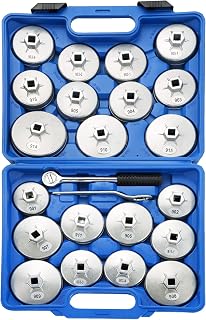 ATPEAM 23pcs Aluminum Alloy Cup Type Oil Filter Cap Wrench Socket Removal Tool Set 1/2" dr.