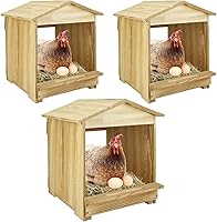 Bavlesfuire 3-Compartment Wooden Chicken Nesting Box - Wall Mount Egg Laying Nest for Coops, Hens, Ducks - Easy Assemble