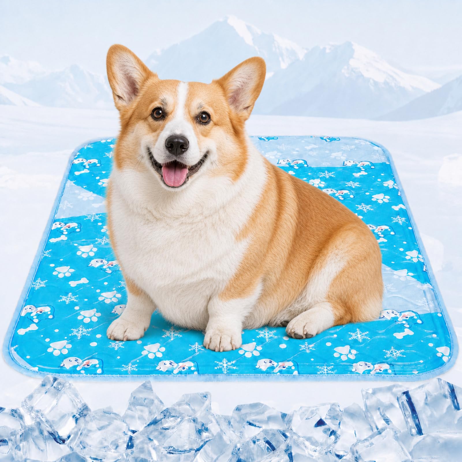 Tsmertor Dog Cooling Mat, Portable 60x45cm Pet Gel Self Cooling Pads Mat for Dogs, Waterproof&Scratch-Resistant, Non-Toxic Sleeping Bed for UK Pets, Fast Cool Relief in Hot Summer
