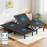 Vista 15 de Pipishell - Base de cama ajustable tamaño Queen con masaje, base de cama eléctrica con inclinación de la cabecera y las patas, puertos USB-A