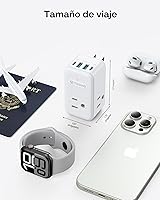 Vista 6 de TROND - Extensor de toma de corriente con enchufe giratorio de 360, divisor de 3 tomas de CA con 2 cargadores USB C PD de 20W, adaptador de enchufe
