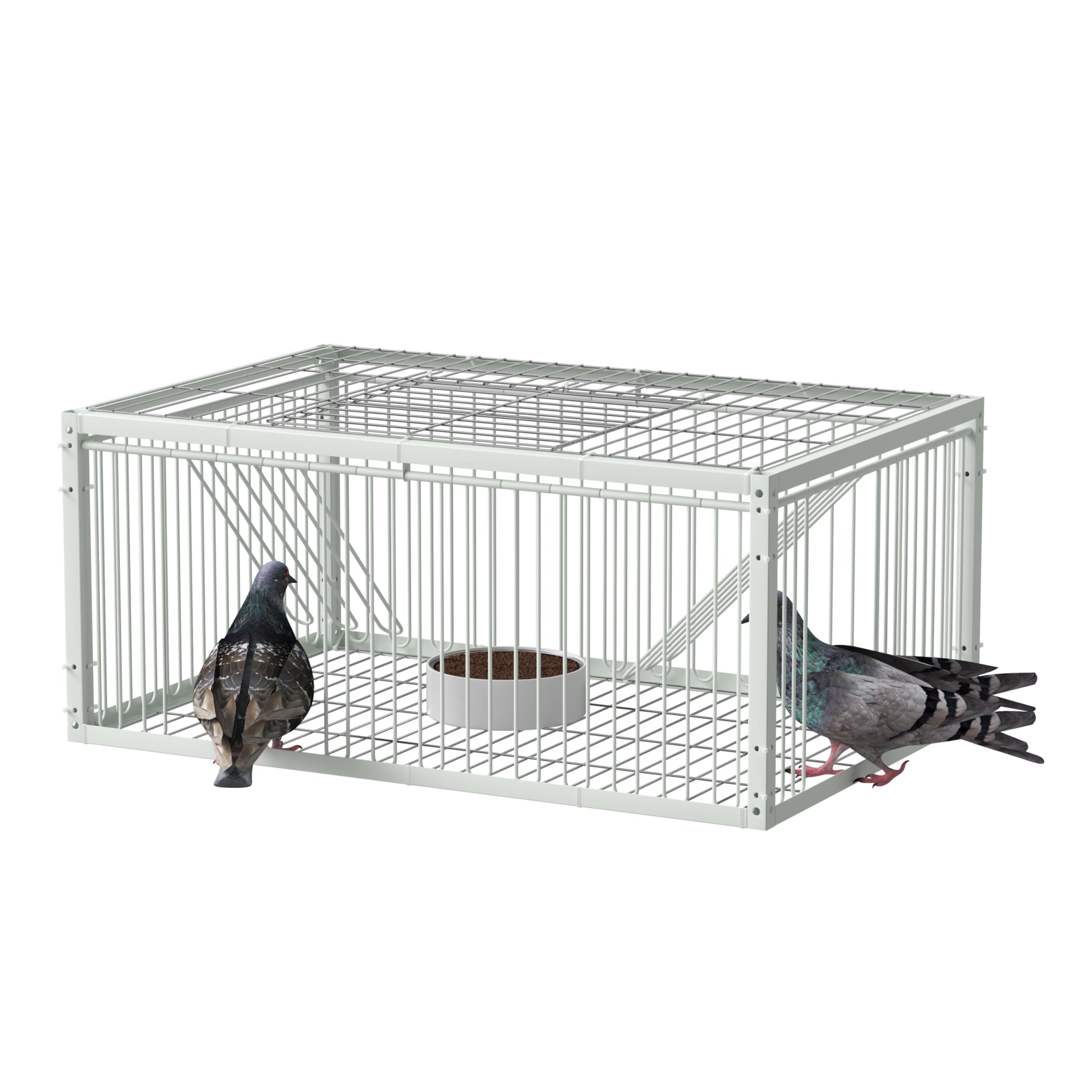 Jaula de trampa para palomas con entrada unidireccional (4 puertas), jaula de captura de pájaros, jaula de trampa automática con diseño a prueba de escape, jaula para pájaros para palomas de