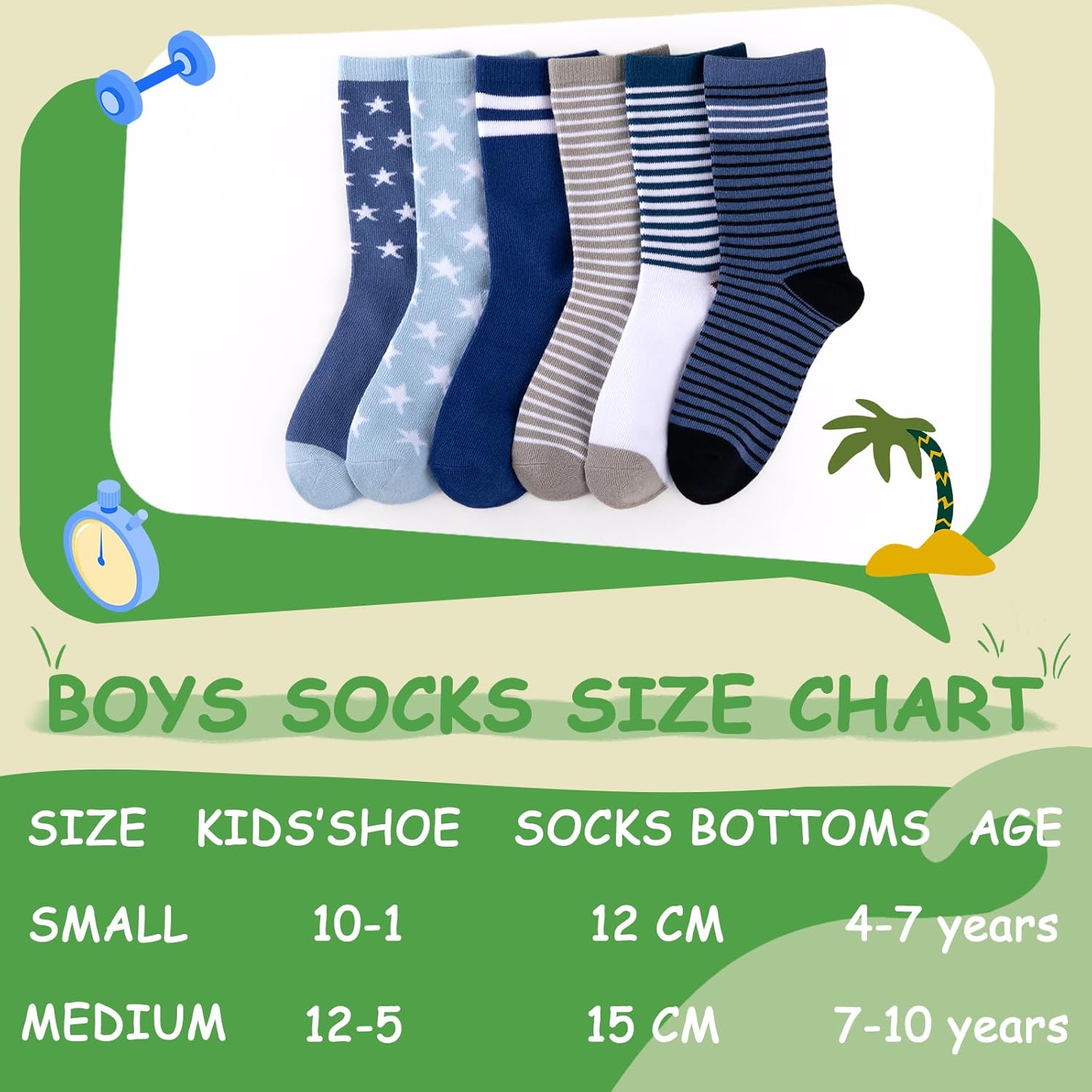 Comfoex Boys Kids Socks Novelty Funny Crew Socks Space Rocket Sport Stripe Cotton Calf Socks For Kids 4-10 Years Old 6 Pairs - Image 3