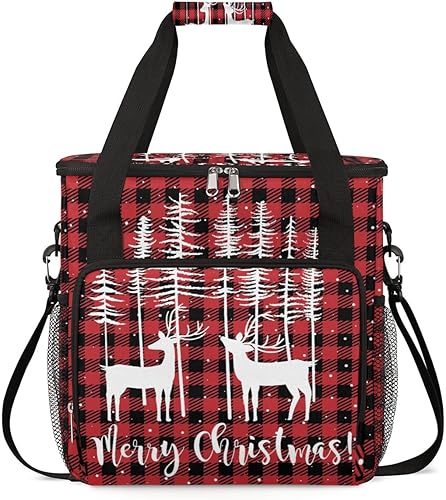 Bolsa de café a cuadros Balfour de Navidad, bolsa de almacenamiento de viaje con ciervos de Navidad, compatible con Keurig K-Mini o K-Mini Plus de