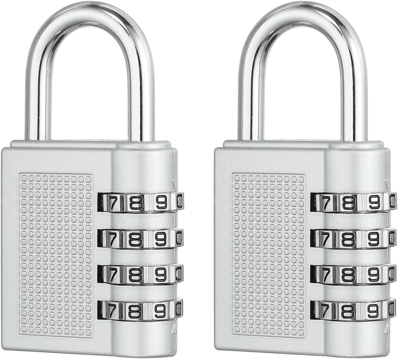 PATIKIL Combination Padlock (Medium, Silver)(2 Pcs), 3-Digit Combo Padlock Resettable Luggage Locks with 0.16 Inch Shackle, Suit for Gym Locker/Fence/Storage/Toolbox/Cabinets