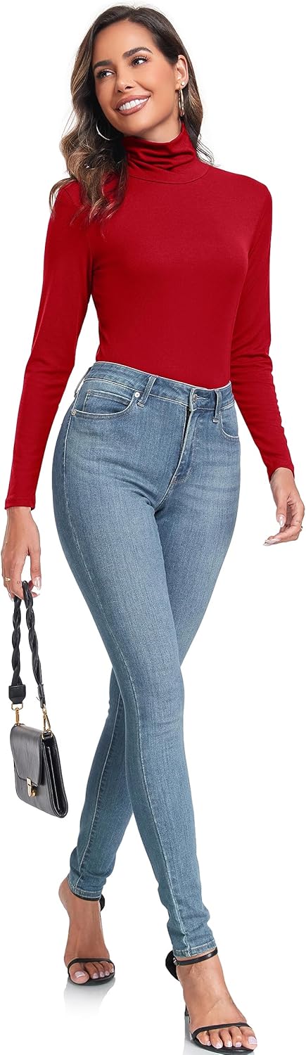 Women's Long Sleeve Casual Lightweight Turtleneck Top Slim Fit Thermal Active Layer Shirts - Image 6