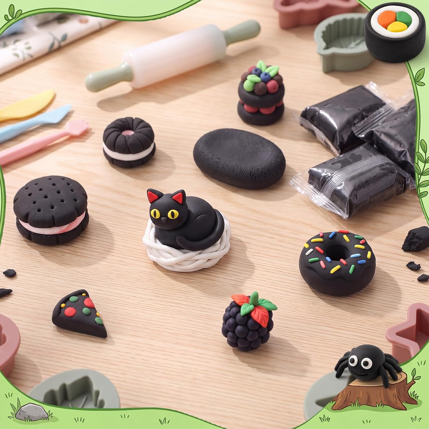 VioraWhite 100 Pcs Air Dry Clay Bulk Modeling Clay for Kid, Black