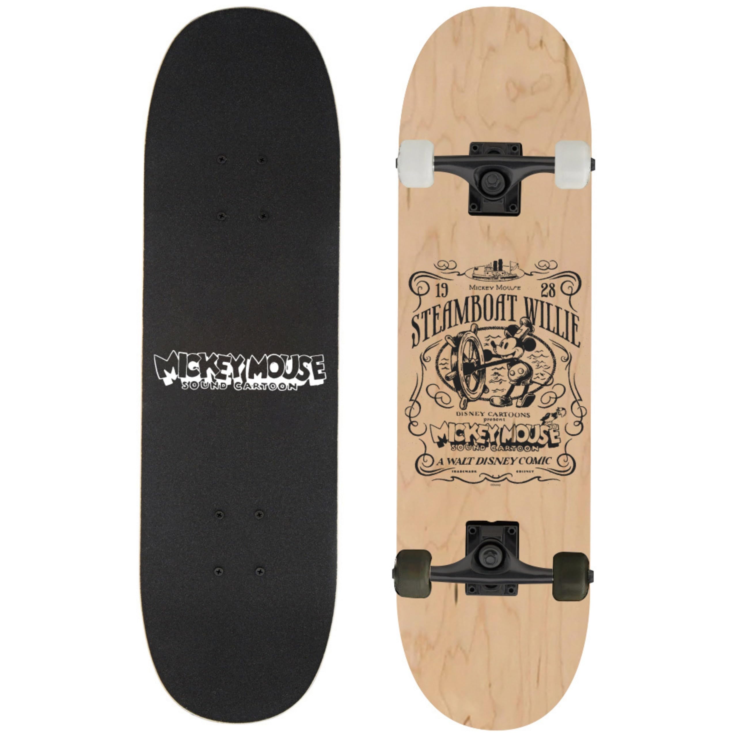 Wooden, YOUTH skateboard 79cm, non-slip deck, LARGE, up to 100kg (DISNEY Mickey Mouse)