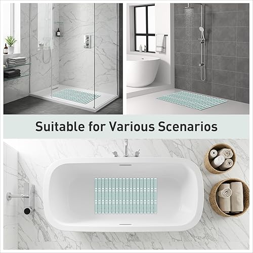 Miniatura 8 de XIYUNTE Tapete de ducha antideslizante para bañera  27 x 16 pulgadas, tapete de ducha antideslizante para ducha interior, tapete de bañera con