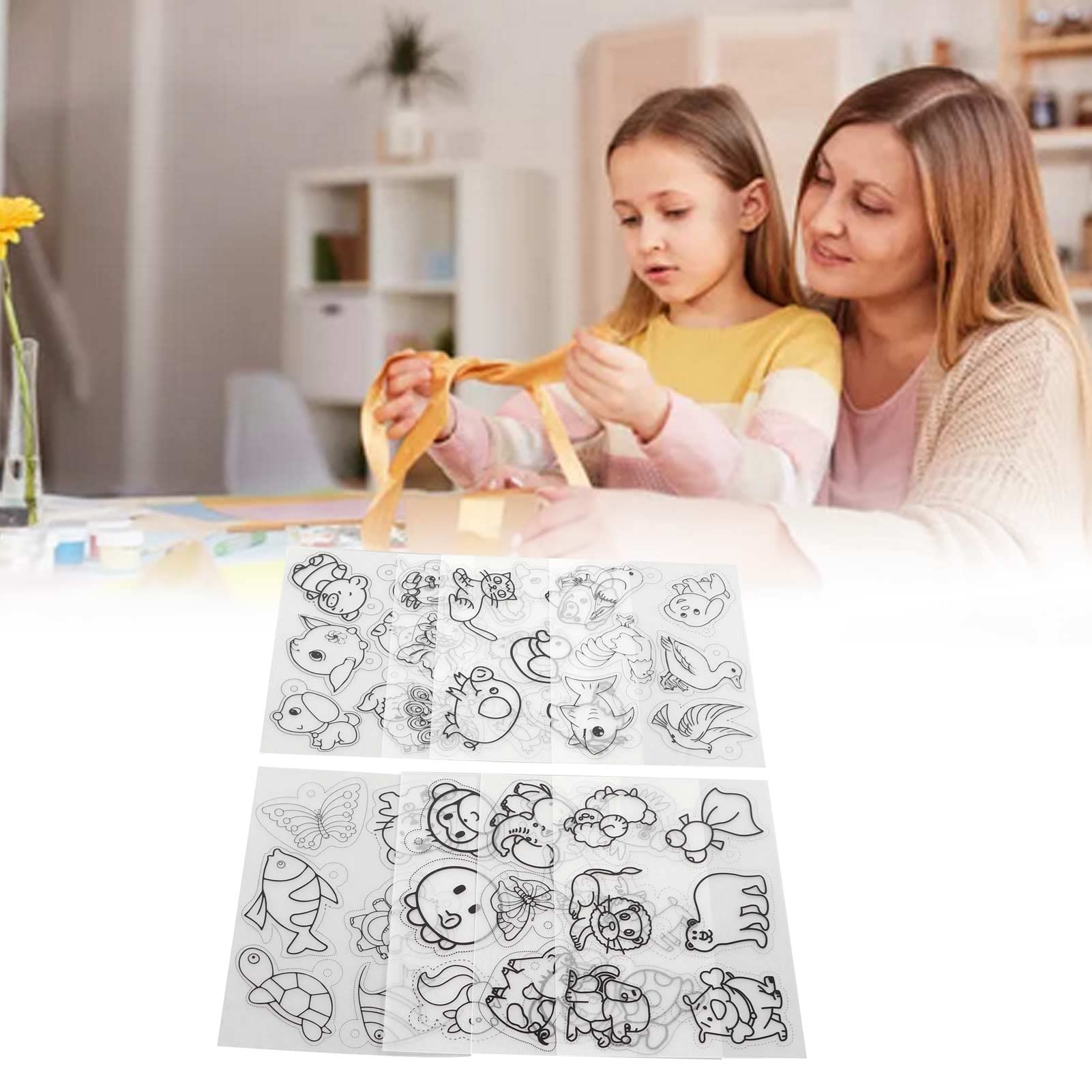 Jeanoko Foglio Di Plastica Termoretraibile, Traslucenza Plastica Termoretraibile Operazione Semplice Per Segnalibro Per Portachiavi Per Gioielli(Serie Animali JS-81 (8 Pezzi/Confezione