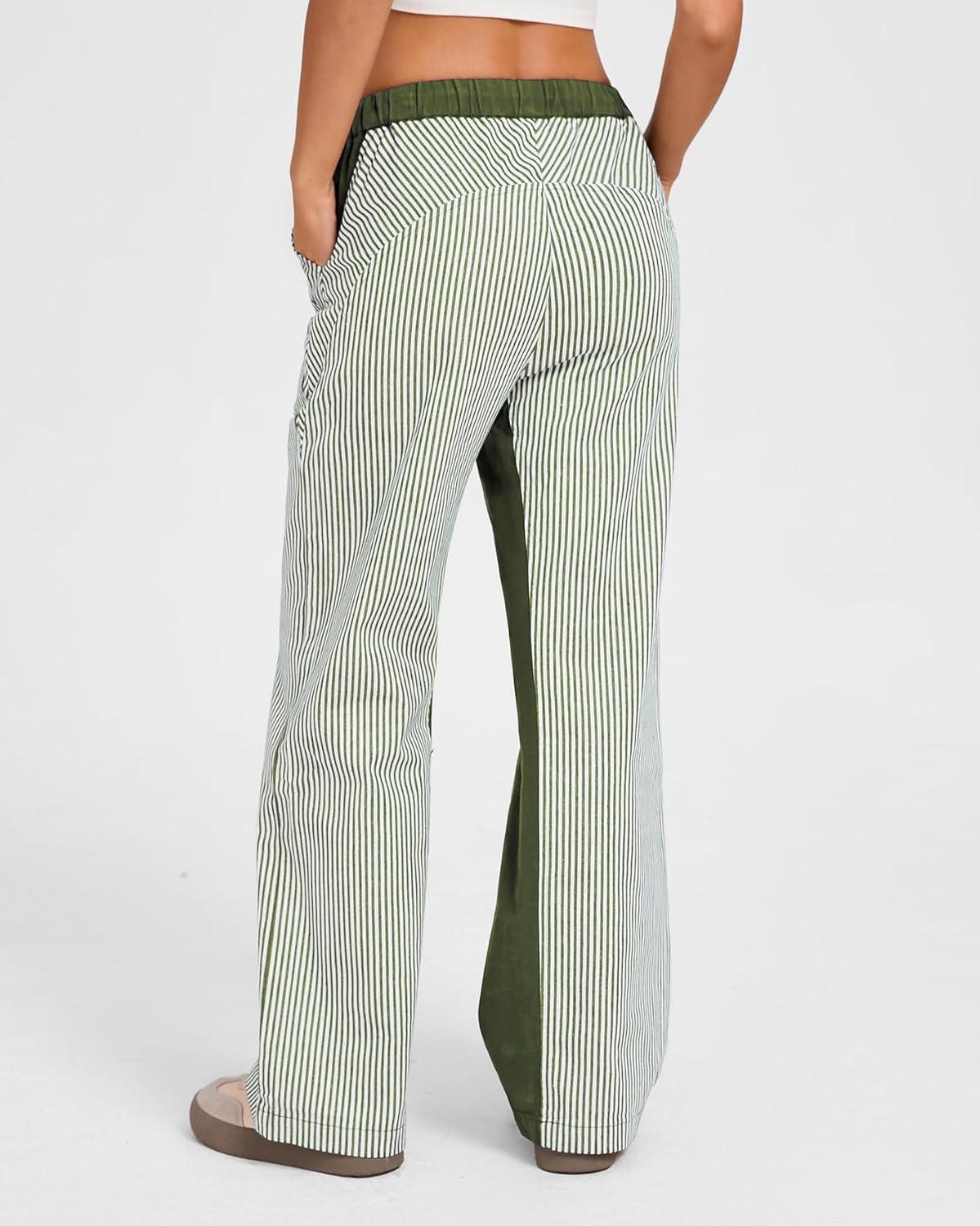 Kedera Women Stripe Straight Pants Pull On Drawstring Loose Baggy Pants Low Rise Boyfriend Boho Trousers 2025 - Image 6