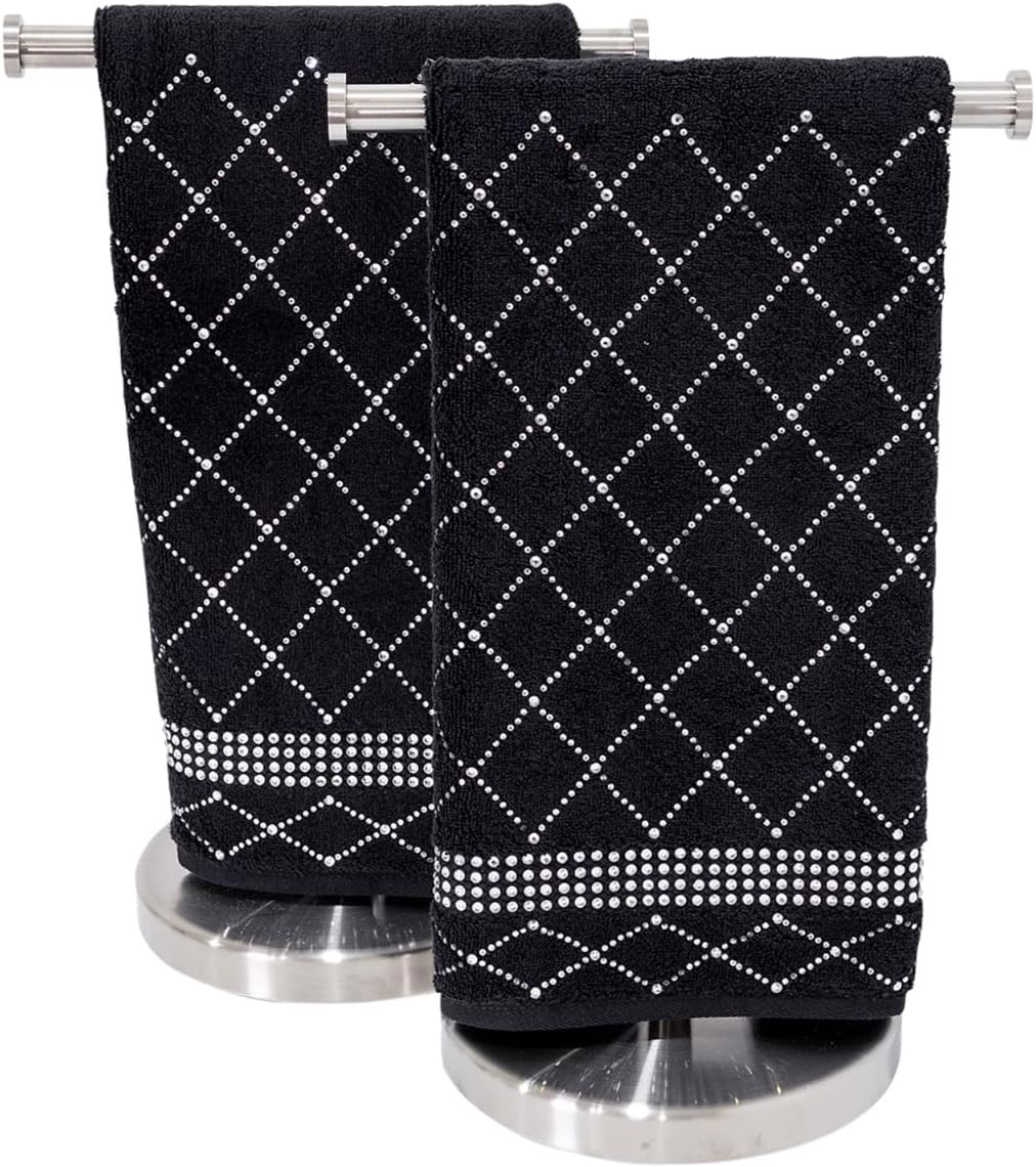 Hand Towel with X Pattern, Durable, Sparkling Rhinestones