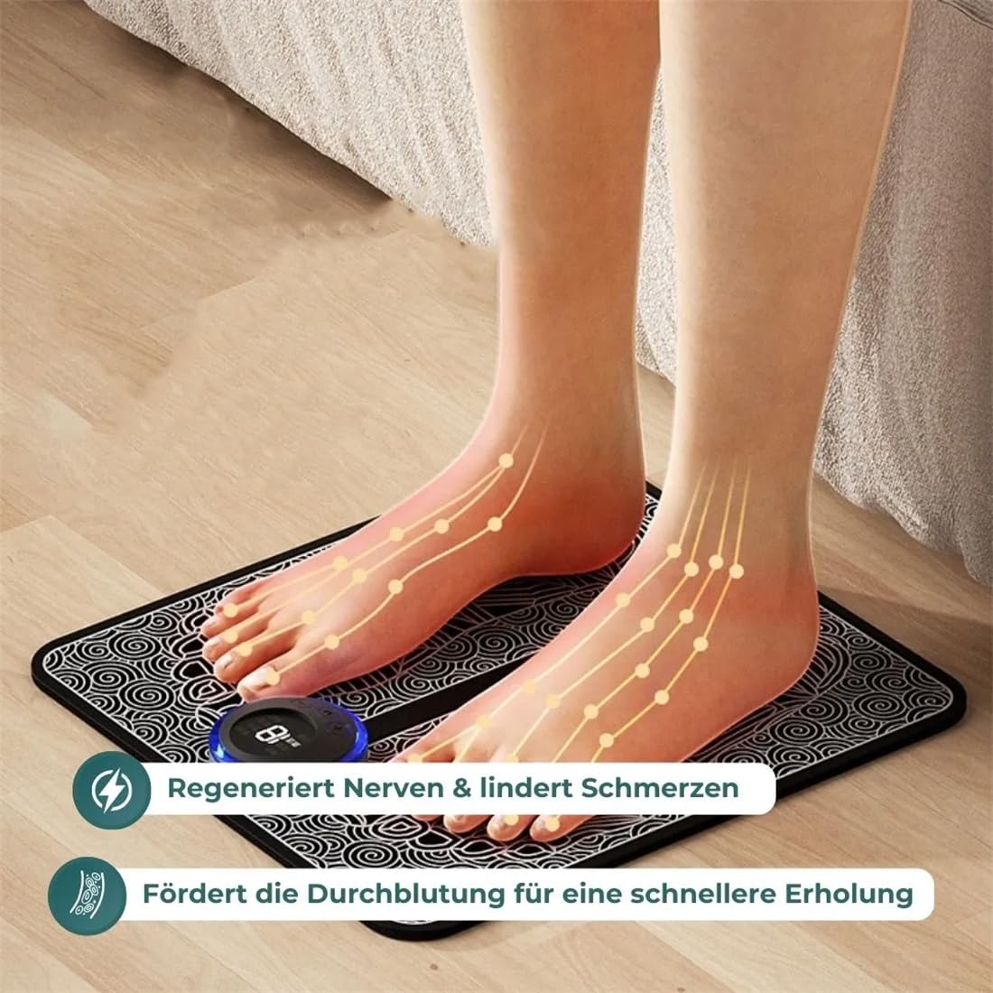 Elektrisches Fußmassagegerät – NMES-Technologie für schnelle Schmerzlinderung in 15 Min | 8 Programme & 19 Intensitätsstufen | Zuhause & nach Sport | Für müde, geschwollene Beine & Neuropathie