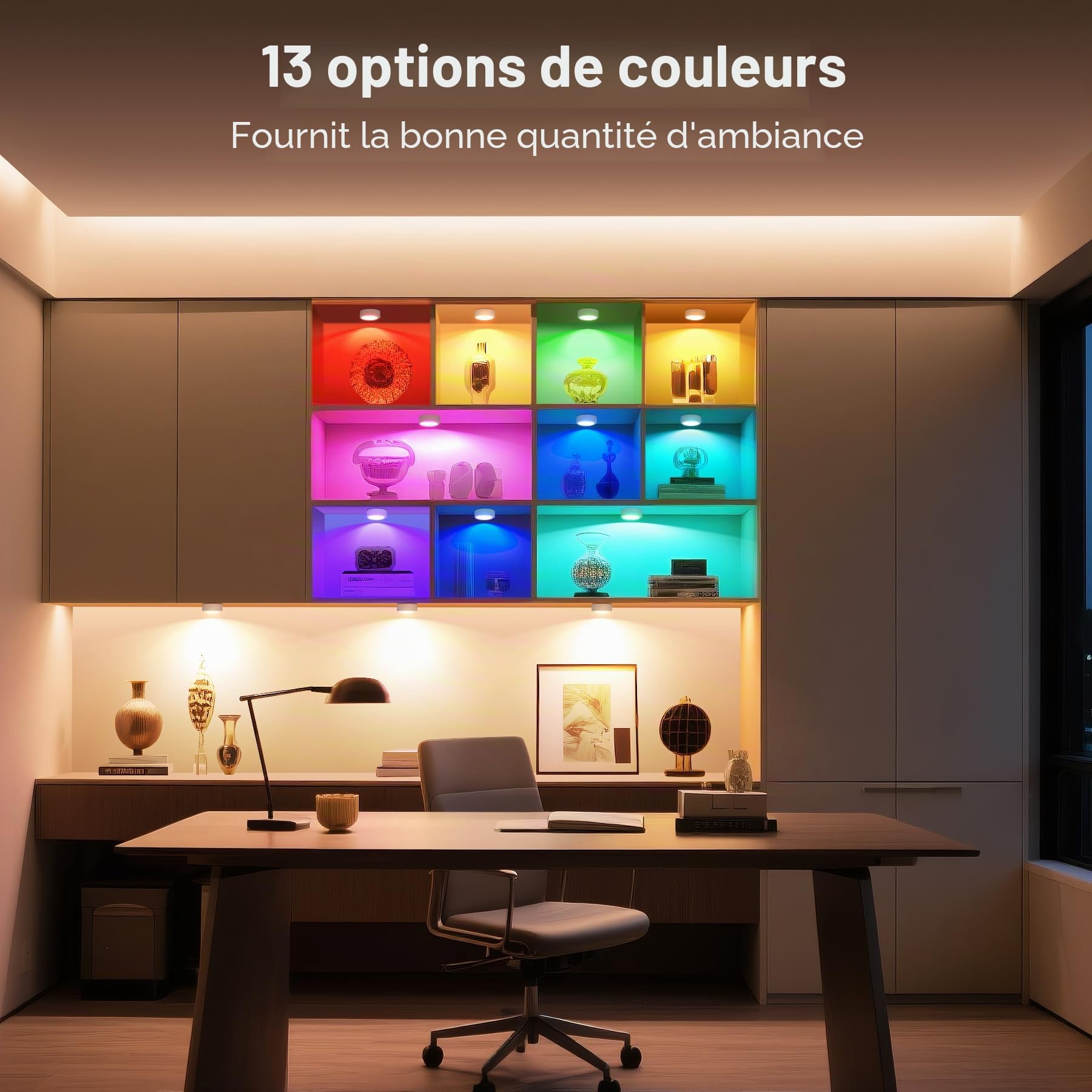Cadrim Lampe de Placard Spot Led Murale Telecommande Sans Fil 3pcs Lampe Led Rechargeable,Lampe Led Sans Fil,Lampes Armoire,Luminosité Réglable,Veilleuse Pour Escalier Miroir Cuisine Vitrines Cabinet
