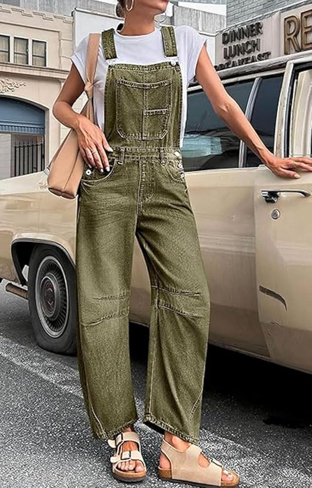 Amazon.com: yoeasy Womens Denim Bib Overalls Barrel Wide Leg Baggy