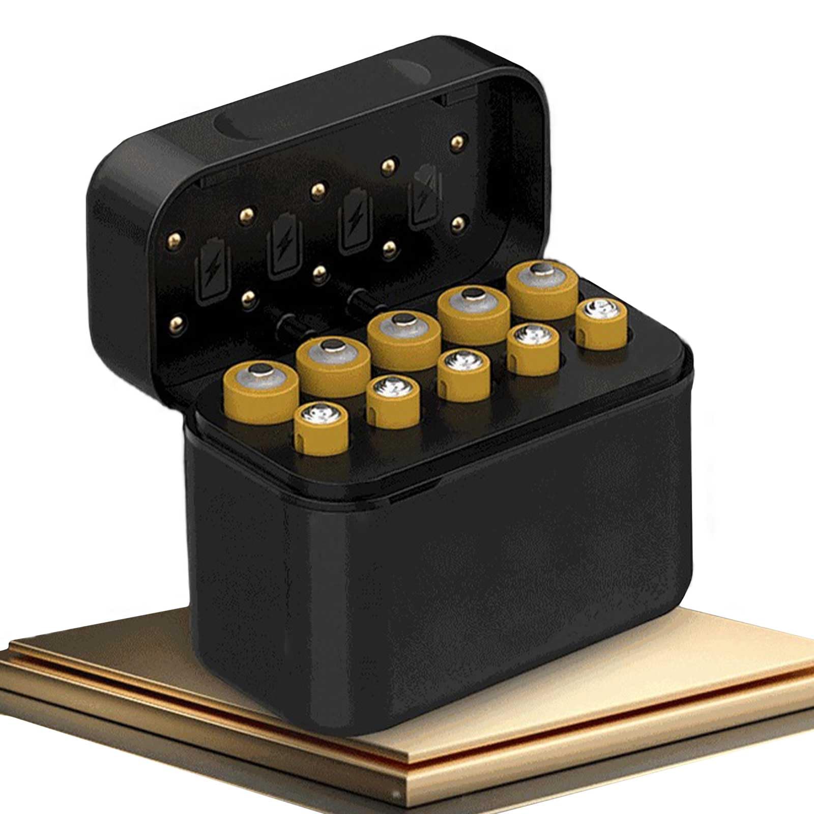 Chargeur de Batteries Rechargeable avec boîte de Rangement 10 Baies AA AAA, Rabat magnétique