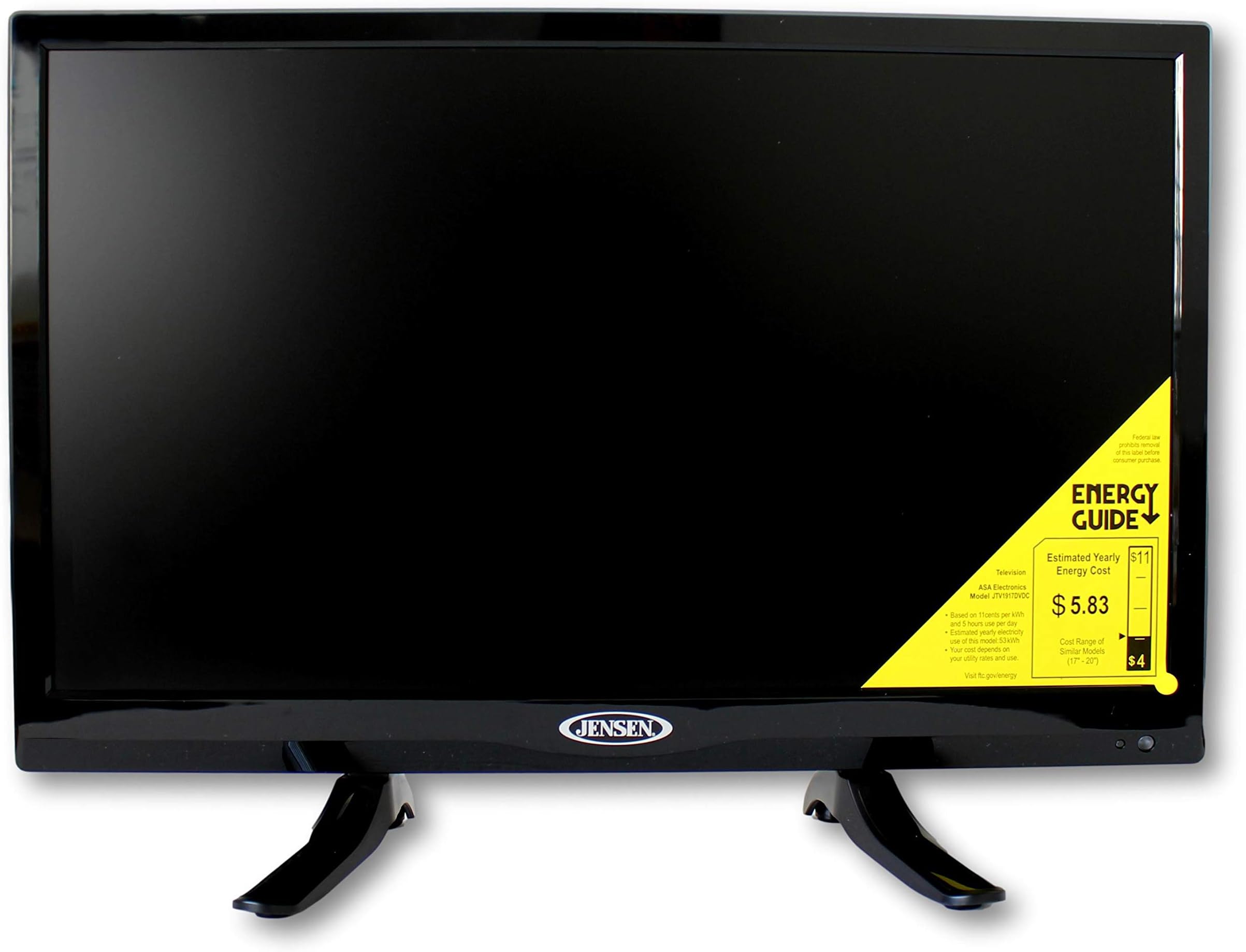 Jensen JTV1917DVDC 19 Inch RV LCD LED TV with Build-In DVD Player, High Performance Wide 16:9 LCD Panel, Resolution 1366 x 768, Integrated HDTV (ATSC) Tuner, HDTV Ready (1080p, 720p, 480p), 12V DC