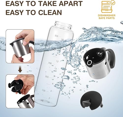 Miniatura 5 de Vucchini Large Olive Oil Dispenser Bottle 17 oz - Auto Flip Condiment Container - Leakproof Vinegar Dispenser Glass Cruet Stainless Steel